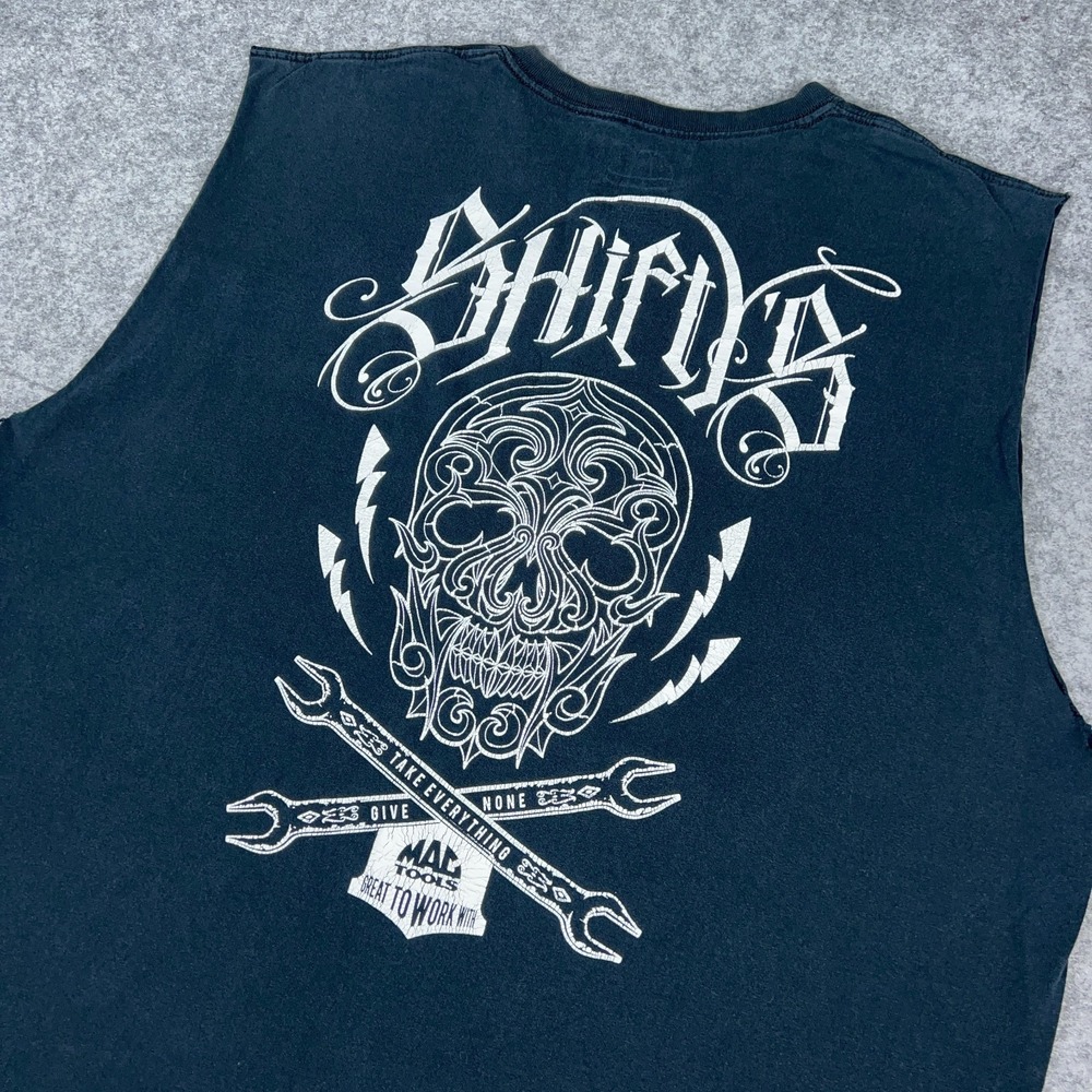 Mac Tools Shirt Mens 3XL Black Sleeveless Cutoff Shifty's Mechanic Pocket Tee‎